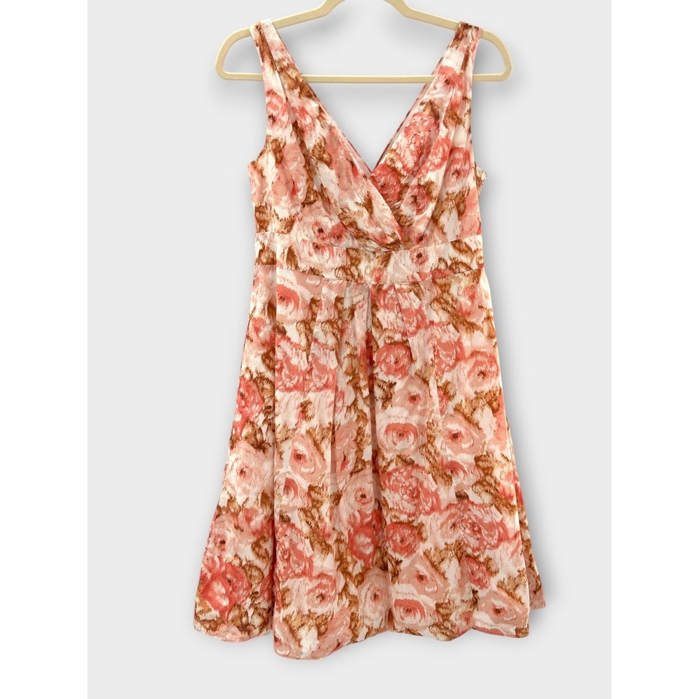Lands' End Sleeveless Floral Rose Flare Dress Sz 8 Cottagecore Modest Feminine